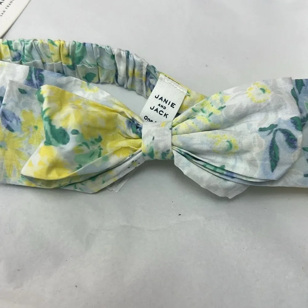 Janie and Jack Baby Yellow and Purple floral head bow NWT size one size